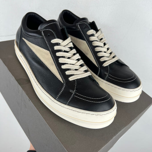 Rick Owens Black/Milk Leather Vintage Sneakers
