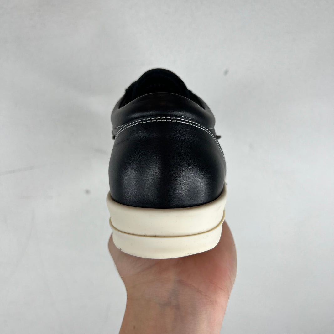 Rick Owens Black/Milk Leather Vintage Sneakers