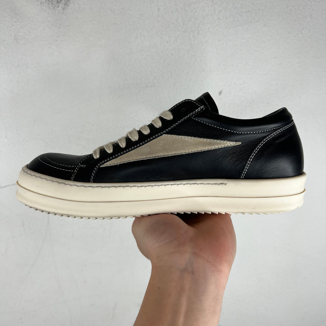 Rick Owens Black/Milk Leather Vintage Sneakers
