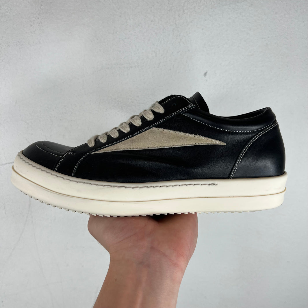 Rick Owens Black/Milk Leather Vintage Sneakers
