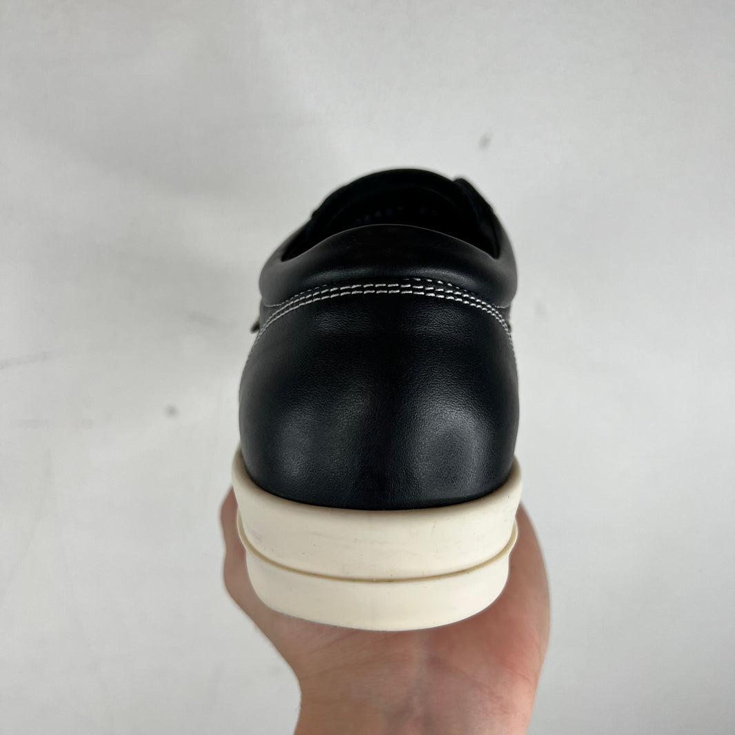Rick Owens Black/Milk Leather Vintage Sneakers