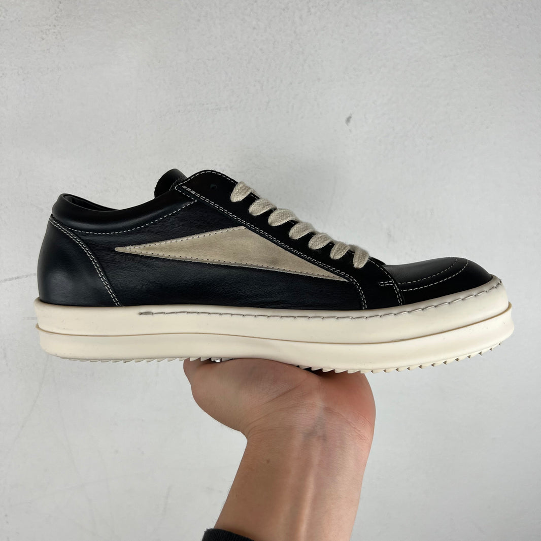 Rick Owens Black/Milk Leather Vintage Sneakers
