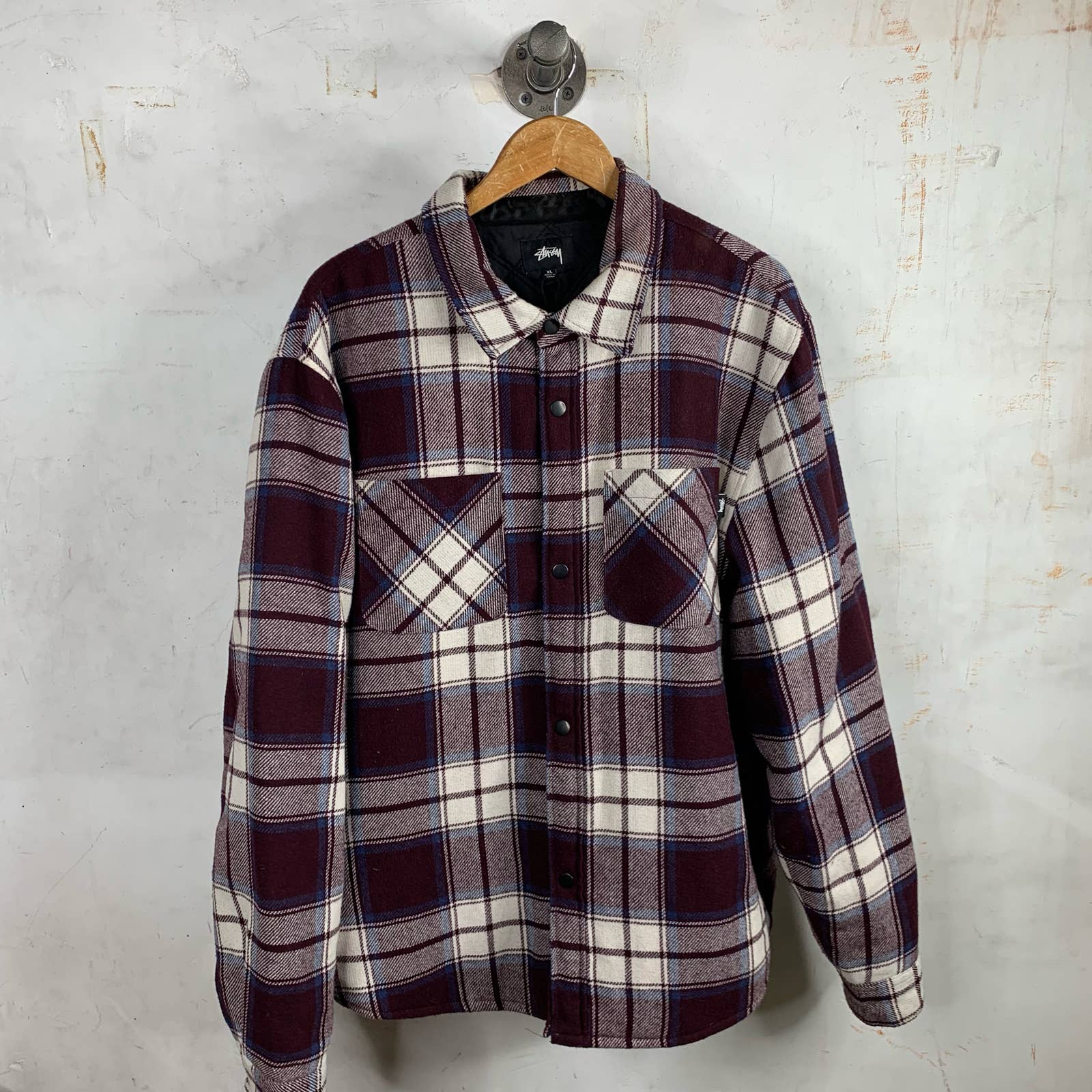 Stussy Quilted Flannel Maroon